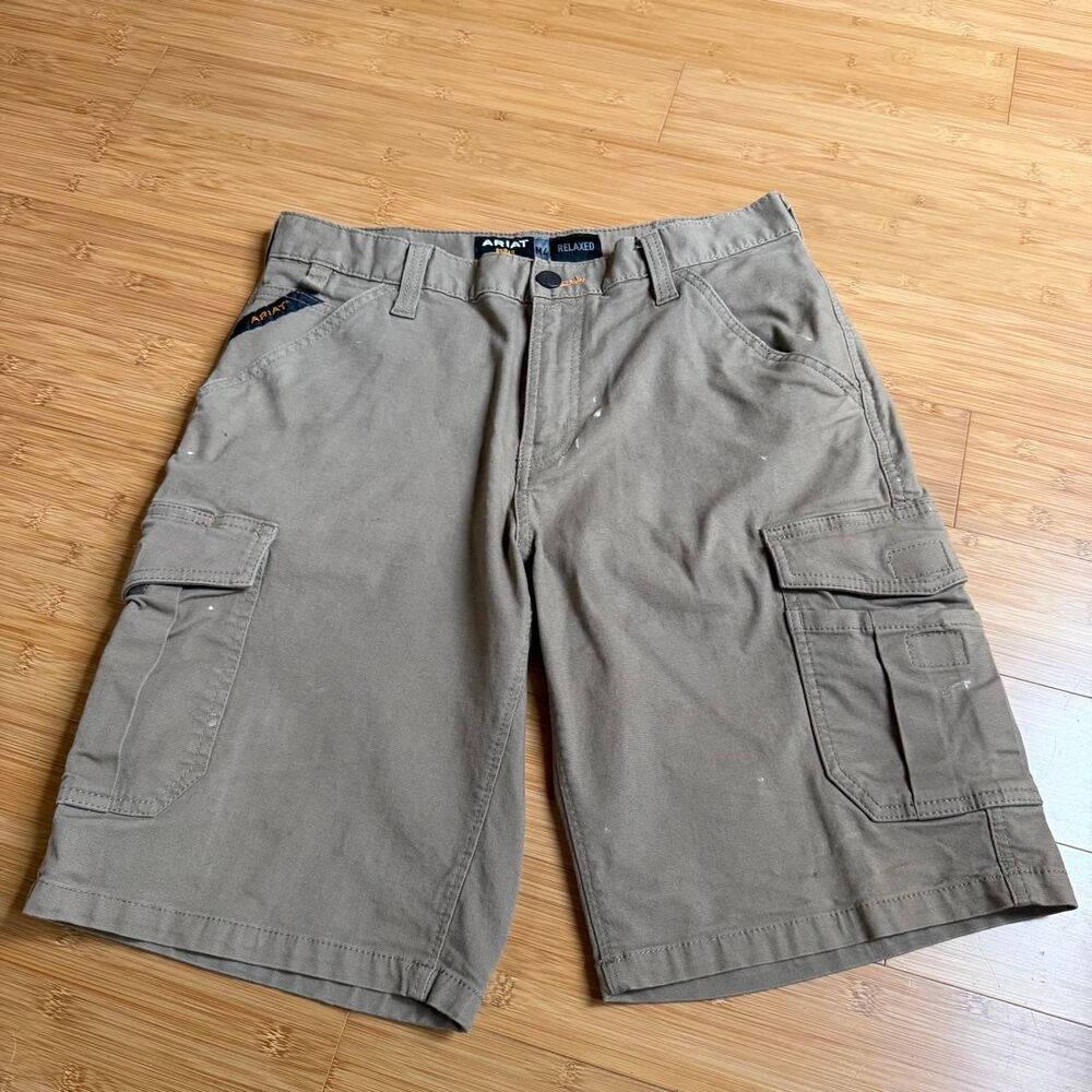 Ariat Rebar M4 Relaxed Tough Cargo Shorts Mens 30 Khaki Workwear Utility